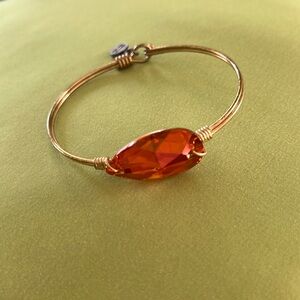 Luca+Danni Designer Bracelet with Beautiful Deep Dark Orange Gem.Brass Bangle